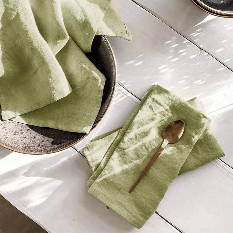 Linen Napkin Set - 4PCS 100% Linen Napkins, Sage green