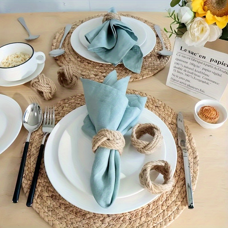 48Pcs Linen Braided Napkin Rin - огляд і ціна Linen Napkin Set