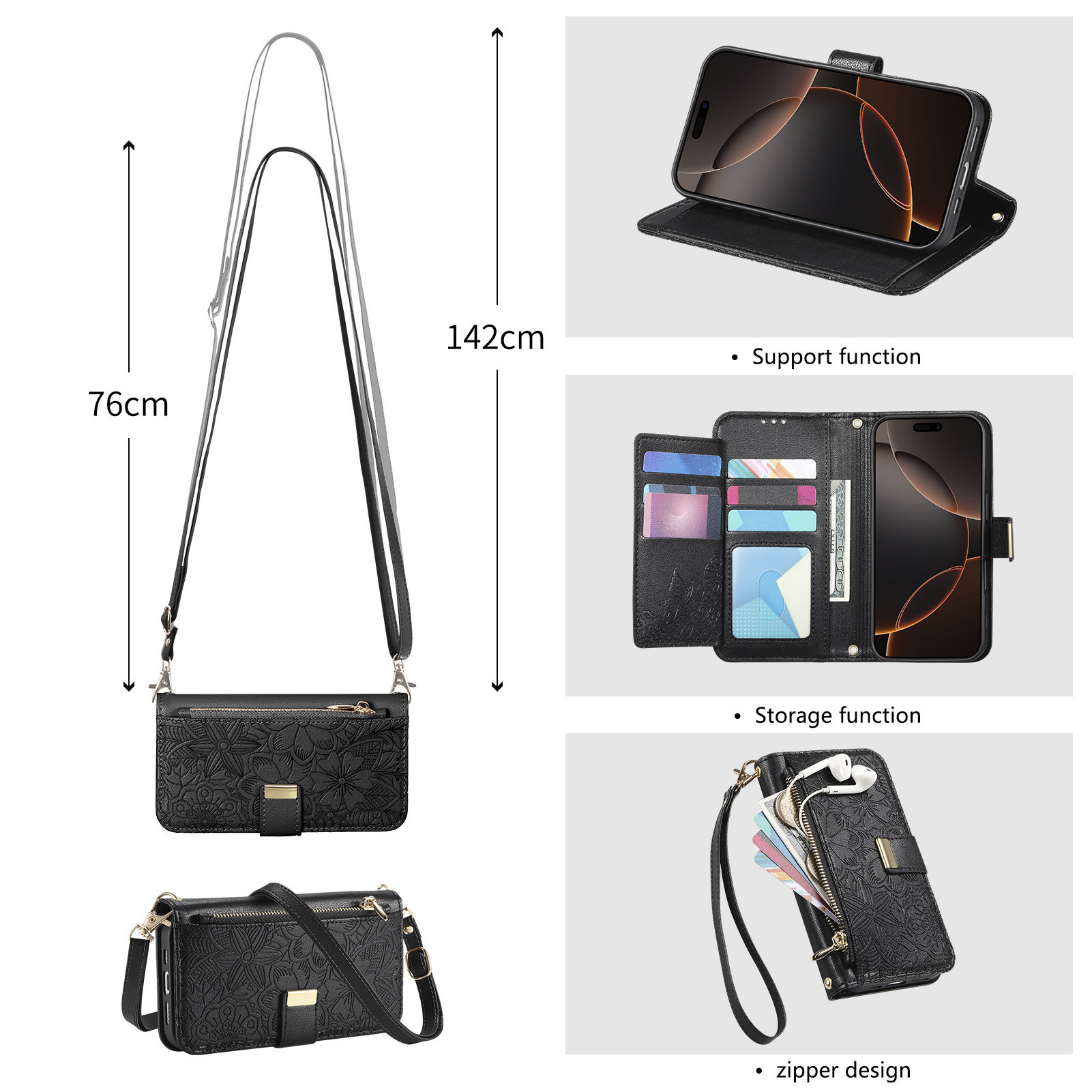 Leather Zipper Crossbody Flip  - огляд і ціна Leather Card Wallet