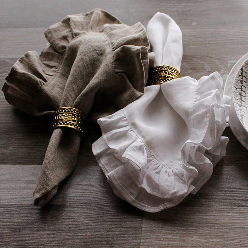 Set of 4 Linen Ruffle Dinner N - огляд і ціна Linen Napkin Set