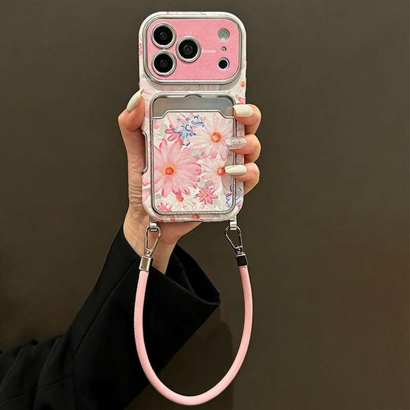 Pink Floral Faux Leather Textu - огляд і ціна Leather Card Wallet