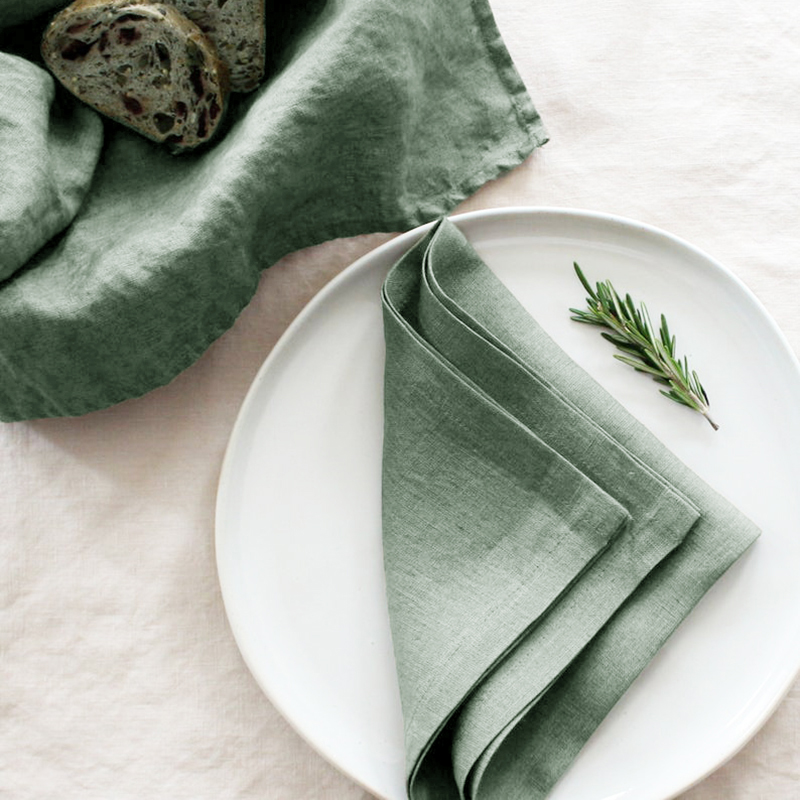 4PCS 100% Linen Napkins, Sage  - огляд і ціна Linen Napkin Set